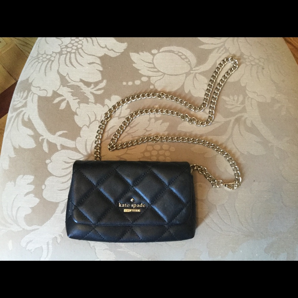 Kate Spade quilted cross body with gold chain